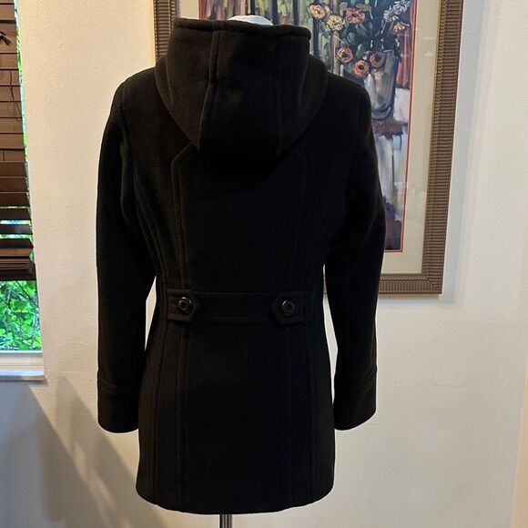 Preston & York Women's Dark Brown Double-Breasted Hooded Wool Coat Size 6 - Picture 11 of 12